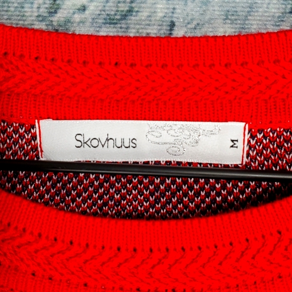 Skovhuus | Retro Cottagecore Modern Style Red Plaid Check Pullover Sweater - Picture 2 of 9